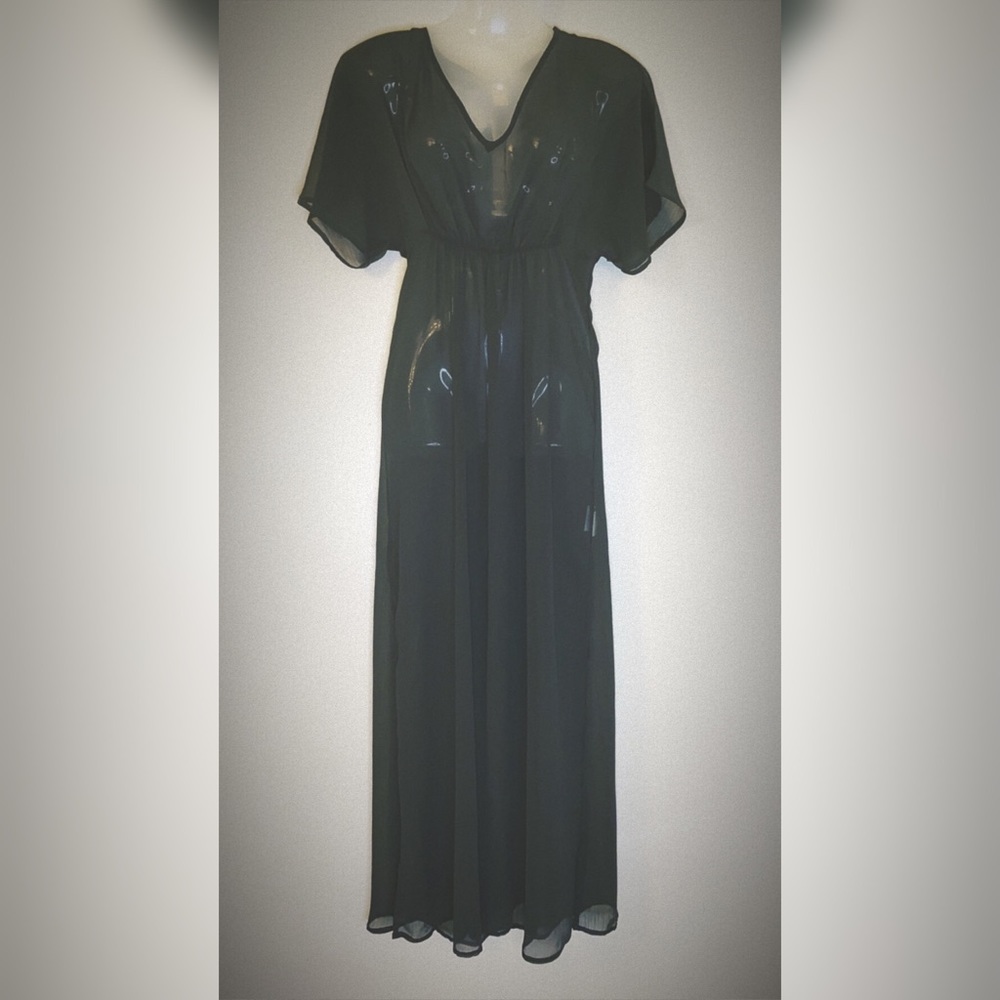 Old Navy Black Sheer V Neck Beach Coverup/Tunic
